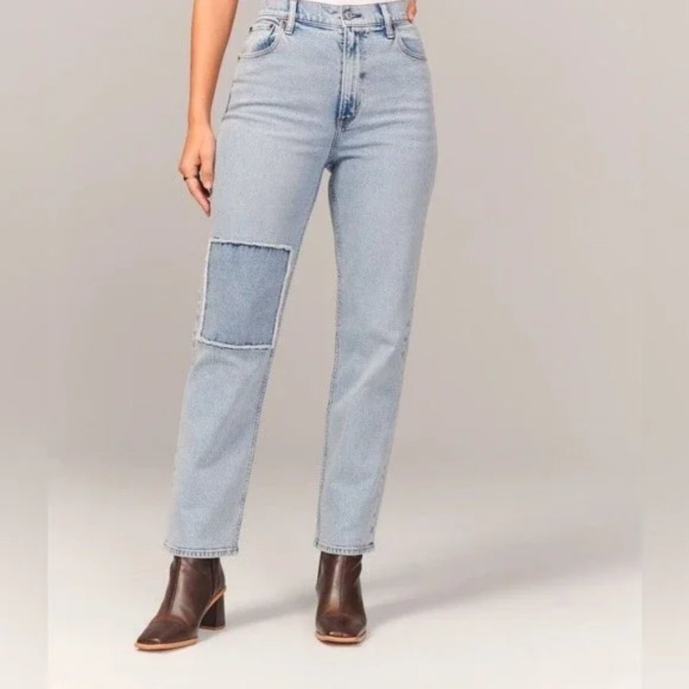 Abercrombie Ankle Straight Leg Ultra High Rise Curve Love Jeans 14/32